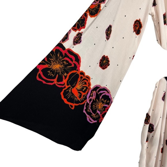 FREE PEOPLE Sweet Life Mini Dress Floral Button Down Flare Sleeve Size Medium - Picture 3 of 11